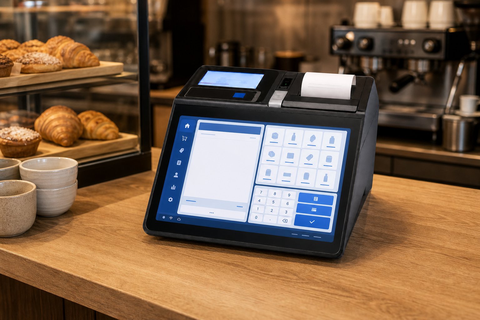 Illustrative Darstellung einer PK-WS T600 All in One in einem Café- oder Imbissbereich